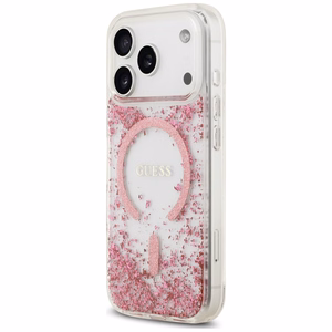 Guess Resin Bottom Glitter MagSafe maciņš, paredzēts iPhone 18 Pro Max / 17 Pro Max, rozā