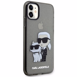Karl Lagerfeld KLHCN61HNKCTGK iPhone 11 / Xr 6.1" melns/melns cietais apvalks Gliter Karl&Choupette