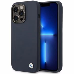 Viedtālruņa apvalks BMW BMHMP14XSILNA iPhone 14 Pro Max 6.7 - tumši zilais silikona logotips MagSafe