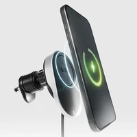 SBS TESUPP15WRETRACABL bezvadu lādētājs – viedtālruņa turētājs ar izbīdāmu kabeli, saderīgs ar MagSafe – melns