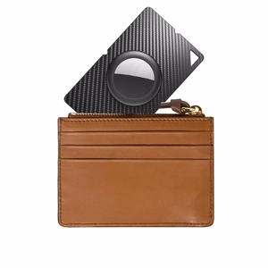 Airtag Carbon Fiber Pattern Wallet Card Case - Black