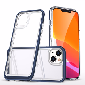 Caurspīdīgs 3in1 viedtālruņa apvalks iPhone 14 Plus silikona vāciņš ar rāmi zils