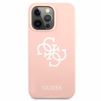 Guess GUHCP13LLS4GWPI iPhone 13 Pro / 13 6.1 silikona 4G logotipu kietais apvalks - rozā