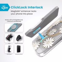 Speck Presidio Lux ClickLock & MagSafe - iPhone 16 maciņš (Sunshine Daisies / Clear / zeltains)