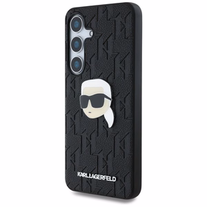 Viedtālruņa apvalks Karl Lagerfeld Leather Monogram Pin Logo Karl Head Samsung Galaxy S25 Plus - melns