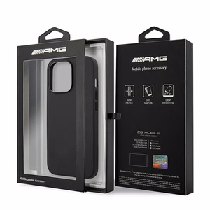 AMG Ādas karstspiedes viedtālruņa apvalks iPhone 13 Pro / 13 6.1" - melns
