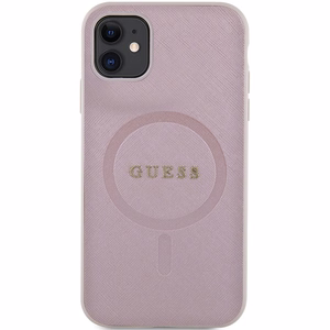 Guess GUHMN61PSAHMCP viedtālruņa apvalks iPhone 11 / Xr - rozā Saffiano Magnētiskais