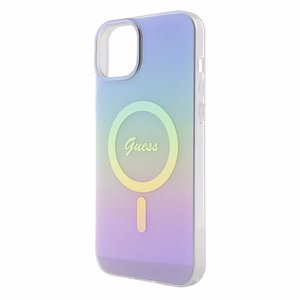 Guess IML Iridescent MagSafe apvalks iPhone 15 Plus - violets