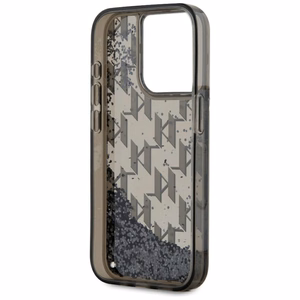 Karl Lagerfeld Liquide Glitter Monogram Gradient viedtālruņa apvalks iPhone 15 Pro Max - melns