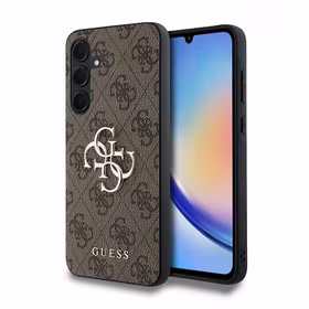 Guess 4G Big Metal Logo viedtālruņa apvalks Samsung Galaxy A35 - brūns