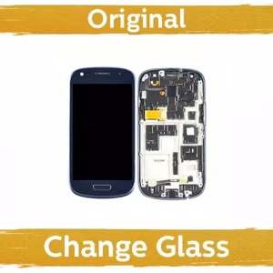 LCD displejs saderīgs ar Samsung I8190 S3 Mini ar rāmi zils (atjaunots: Ķīna)