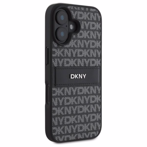 DKNY tekstūras raksta svītrains viedtālruņa apvalks iPhone 16 - melns