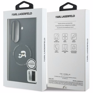 Melns Karl Lagerfeld Karl & Choupette Pins MagSafe vāciņš Samsung Galaxy Z Fold8 Ultra tālrunim