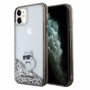 Karl Lagerfeld Liquid Glitter Choupette viedtālruņa apvalks iPhone 11 / Xr - caurspīdīgs