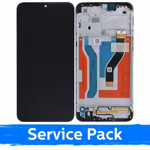 LCD дисплей совместимый с Samsung A107 A10s чёрный с рамкой (Service Pack)