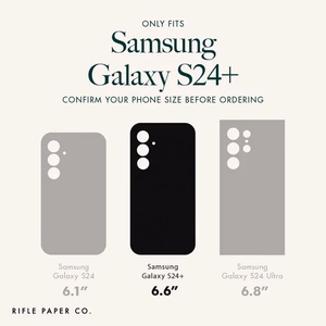 Rifle Paper Co. īpaši plāns pretmikrobu vāciņš ierīcei Samsung Galaxy S24+, ar “Petite Fleurs” rakstu