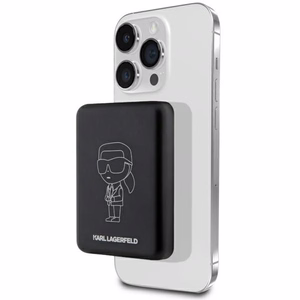 Karl Lagerfeld Ikonik MagSafe 5W 3000mAh induktivais portatvais ladetajs - melns