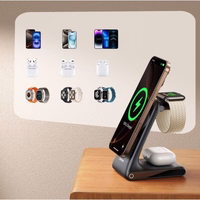 Bezvadu lādētājs Joyroom "JR-W15 3in1" melns 15W (priekš iPhone / Apple Watch / Airpods)