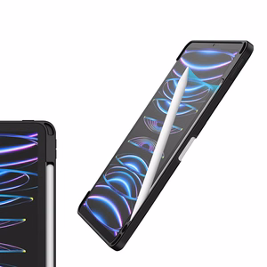Crong PrimeFolio atverams vāciņš ierīcei iPad Air 11" (2026–2024) / iPad Air 10.9" (5. / 4. paaudzes) / iPad Pro 11" (2022–2021), ar Apple Pencil turētāju, melns un caurspīdīgs