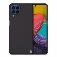 Nillkin Teksturēts apvalks izturīgs pastiprināts apvalks ar gēla rāmi un neilona aizmuguri Samsung Galaxy M53 5G melns