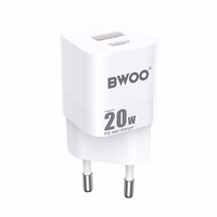 BWOO CDA156 PD sienas lādētājs 1x USB-C 1v USB 20W balts
