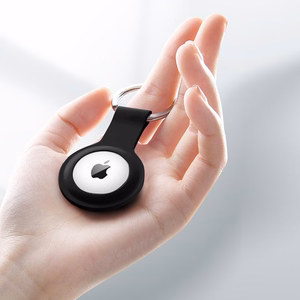 Crong Silicone vāciņš ierīcei Apple AirTag 1 / 2, ar atslēgu gredzenu, melns