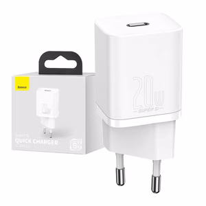 Baseus Super Si 20W USB-C lādētājs, balts (CCSUP-B02)