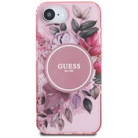 Guess IML Flowers magnētiskais viedtālruņa apvalks iPhone 16e - rozā