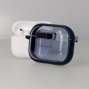 Liavec SlideLock Maciņš for Apple AirPods Pro 3 caurspīdīgs-zils