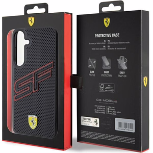 Ferrari Big SF Perforated viedtālruņa apvalks Samsung Galaxy S24 - melns