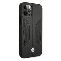 BMW Ādas perforētām malām viedtālruņa apvalks iPhone 12 / iPhone 12 Pro - melns