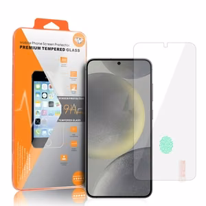 Orange rūdītais stikls SAMSUNG GALAXY S24, saderīgs ar atbloķēšanu ar pirksta nospiedumu