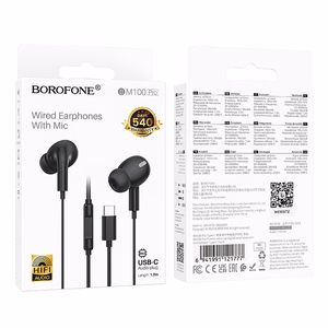 Borofone austiņas BM100 Pro Fuente ar mikrofonu Type C (DAC) melnas