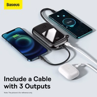 Baseus portatīvais lādētājs 20000mAh Qpow Pro - USB + Type C - PD 22,5W ar Type C kabeli (PPQD060301) melna