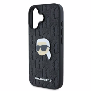 Karl Lagerfeld Monogramma Karl Galvas Piespraude iPhone 16 Viedtālruņa Apvalks - Melns