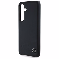 Mercedes Ādas Horizontālas iespiestas izliekumi Magnētiskais apvalks Samsung Galaxy S25 - melns