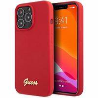 Viedtālruņa apvalks Guess GUHCP13XLSLMGRE iPhone 13 Pro Max 6.7" sarkana/bordo cietais apvalks Silikona Vintage Zelta Logotips