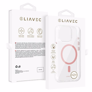 Liavec Spīdīgs Magnētiskais Caurspīdīgs viedtālruņa apvalks Iphone 13 Pro rozā