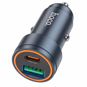 Автомобильное зарядное устройство Hoco USB A + USB C PD QC3.0 3A 30W Z57A металл серое