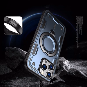 Hybrid Armor Trendy viedtālruņa apvalks ar MagSafe iPhone 16 Pro - zils