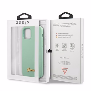 Guess Metal Logo Script apvalks iPhone 12 Pro Max 6.7" - zaļa