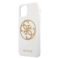 Guess GUHCN65TPUWHGLG iPhone 11 Pro Max balts cietais apvalks Glitter 4G Circle Logo