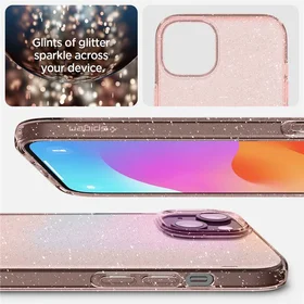 Spigen Liquid Crystal Glitter viedtālruņa apvalks iPhone 15 Plus - rozā/caurspīdīgs