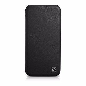 iCarer CE Premium ādas folio vāciņš iPhone 14 Plus ar MagSafe magnētisku flip vāciņu - melnā krāsā