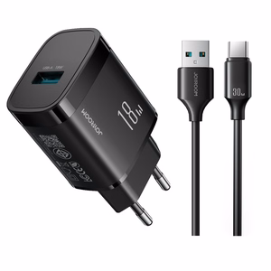 Joyroom JR-TF4 18W sienas lādētājs ar 3A USB-A - USB-C 1m kabeli melns