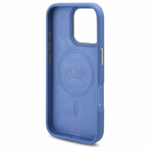 Guess 4G Logotipa plāksne Magnētiskais viedtālruņa apvalks iPhone 16 Pro - zils