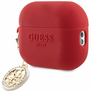 Guess GUAP23DSLGHDF AirPods Pro 2 apvalks sarkans 3D gumijas 4G dimanta šarms