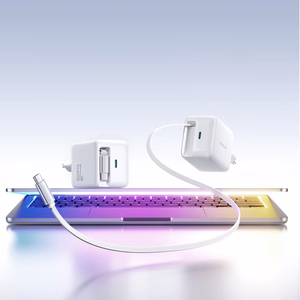 Joyroom JR-TCL06 67W GaN sienas lādētājs ar iebūvētu izbīdāmu USB-C kabeli - balts