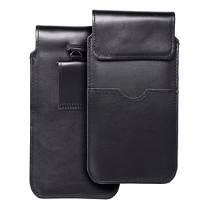 ROYAL - Ādas universālā kabata ar vāku / melna - Izmērs 3XL - HUAWEI MATE 20X