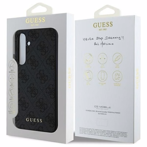 Guess GUHCS24FEG4GFGR S24 FE S721 pelēks/pelēks cietais apvalks 4G Metāla Zelta Logotips